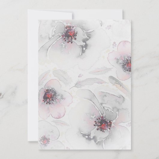 水彩画によってはBohoの灰色のピンクのブライダルシャワーが開花します 招待状 (裏面)