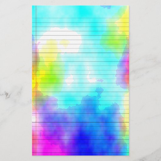 水彩画によって並べられる文房具 便箋 (正面)