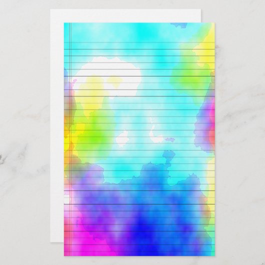 水彩画によって並べられる文房具 便箋 (正面/裏面)