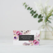 水彩画によってBohoはプロフェッショナルが開花し、羽をつけます 名刺 (スタンド正面)