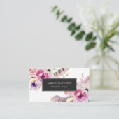 水彩画によってBohoはプロフェッショナルが開花し、羽をつけます 名刺 (スタンド正面)