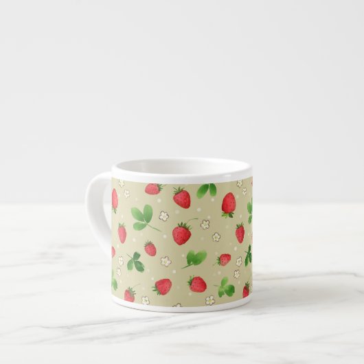 水彩画のいちごパターン エスプレッソカップ (正面左)