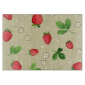 水彩画のいちごパターン カッティングボード (正面)