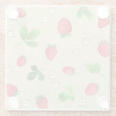 水彩画のいちごパターン ガラスコースター (裏面)