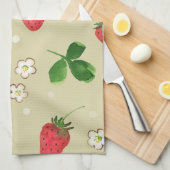 水彩画のいちごパターン キッチンタオル (四つ折り)