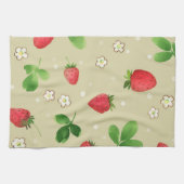 水彩画のいちごパターン キッチンタオル (横)