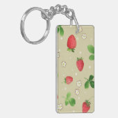水彩画のいちごパターン キーホルダー (正面左)