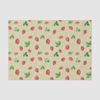 水彩画のいちごパターン 薄葉紙