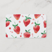 水彩画のいちごピンク及び赤く色彩の鮮やかな果実 名刺 (裏面)