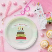 水彩画のお誕生日ケーキの誕生会 ペーパープレート (パーティー)