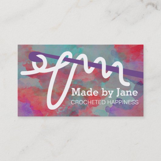 水彩画のかぎ針編みホック気が狂ったヤーンの名刺 名刺 (正面)