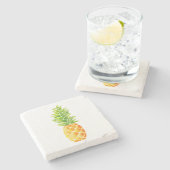 水彩画のかわいいオレンジパイナップル ストーンコースター (横)