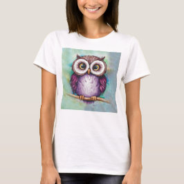 水彩画のかわいいフクロウ Tシャツ