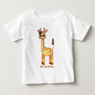 水彩画のかわいいベビーのキリン ベビーTシャツ