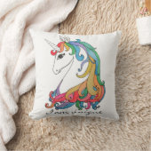水彩画のかわいい虹のユニコーン クッション (ブランケット)