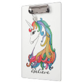 水彩画のかわいい虹のユニコーン クリップボード (左)
