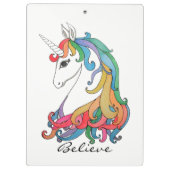 水彩画のかわいい虹のユニコーン クリップボード (裏面)
