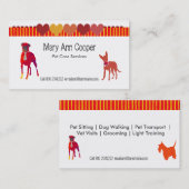 水彩画のかわいい飼い犬のストライプなハート 名刺 (正面/裏面)