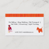 水彩画のかわいい飼い犬のストライプなハート 名刺 (裏面)