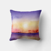 水彩画のかわいらしい日没すべての選択 クッション (裏面)
