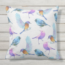 水彩画のかわいらしい鳥(1) クッション