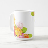 水彩画のかわいらしく明るい花模様(1) コーヒーマグカップ (正面左)