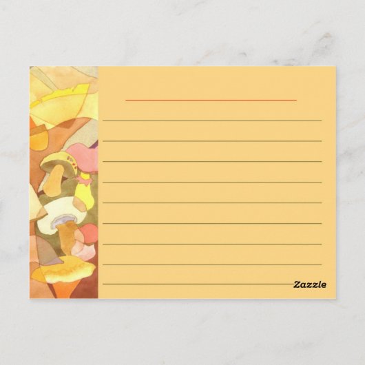 水彩画のきのこ料理レシピ ポストカード (裏面)