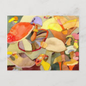 水彩画のきのこ料理レシピ ポストカード (正面)