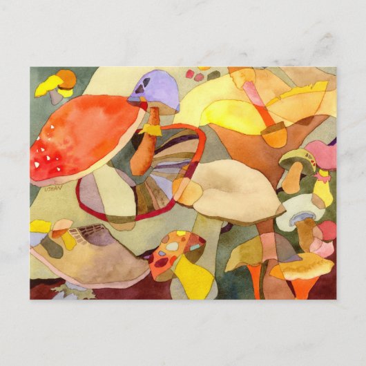 水彩画のきのこ料理レシピ ポストカード (正面)