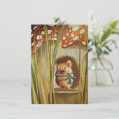 水彩画のきのこ Pretty Hedgehog  森の中の カード (スタンド正面)