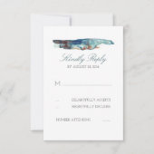 水彩画のしぶきのレトロのビーチ結婚式RSVPカード 出欠カード (正面)