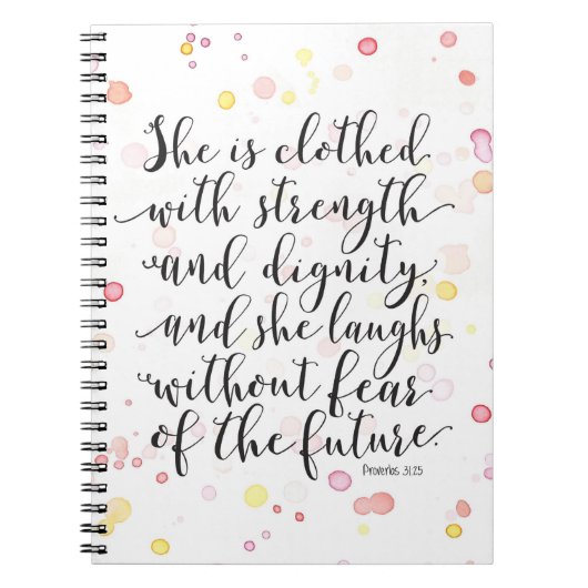 水彩画のしぶきの諺の31:25の螺線形ノート ノートブック (正面)