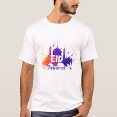 水彩画のしぶきのEidムバラクの男性Tシャツ Tシャツ (正面)