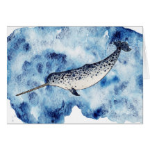 水彩画のしぶきのNarwhal