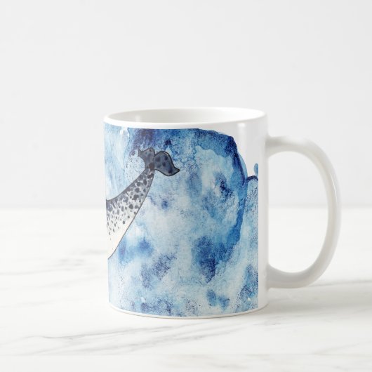 水彩画のしぶきのNarwhal コーヒーマグカップ (右)