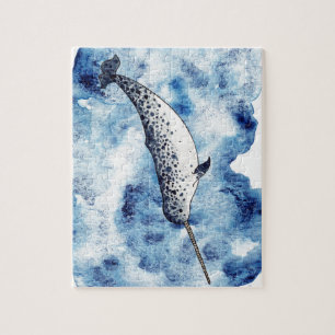水彩画のしぶきのNarwhal ジグソーパズル