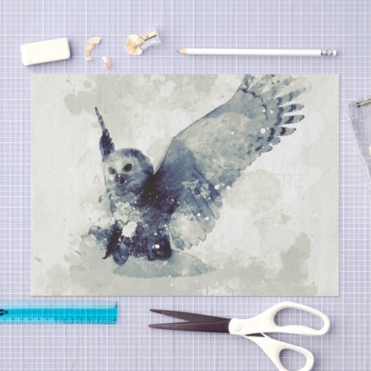 水彩画のすばらしいフクロウ 薄葉紙 (クラフト)