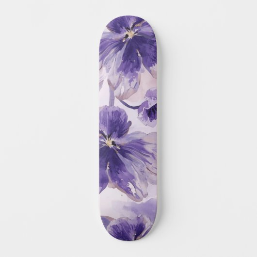 水彩画のすみれの花 スケートボード (正面)