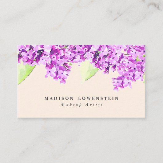 水彩画のすみれ色の薄紫の花 名刺 (正面)