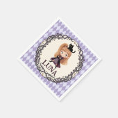 水彩画のちび魔女の1歳の誕生日招待状 スタンダードカクテルナプキン (角)