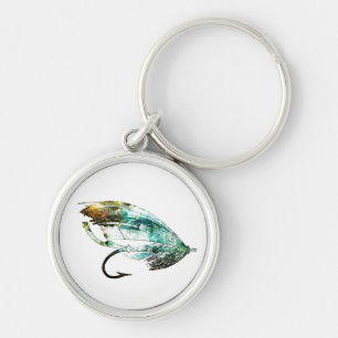 水彩画のはえの魚釣りの魅惑の芸術 キーホルダー