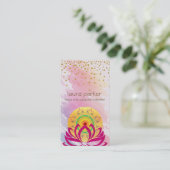 水彩画のはすの花のヨガのインストラクターのホリスティック 名刺 (スタンド正面)