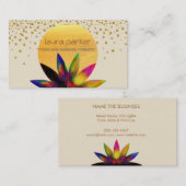 水彩画のはすの花のロゴのヨガの治療の健康 名刺 (正面/裏面)