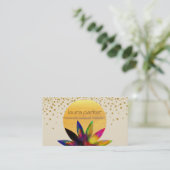 水彩画のはすの花のロゴのヨガの治療の健康 名刺 (スタンド正面)