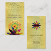 水彩画のはすの花のロゴのヨガの治療の健康 名刺 (正面/裏面)