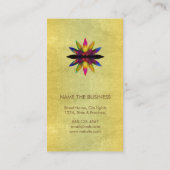 水彩画のはすの花のロゴのヨガの治療の健康 名刺 (裏面)