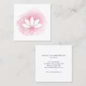 水彩画のはすの花の名刺 スクエア名刺 (正面/裏面)