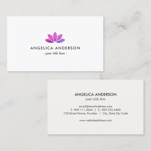 水彩画のはすの花の名刺 名刺 (正面/裏面)