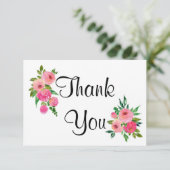 水彩画のばら色のサンキューカード サンキューカード (スタンド正面)