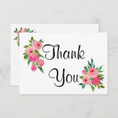 水彩画のばら色のサンキューカード サンキューカード (正面/裏面)